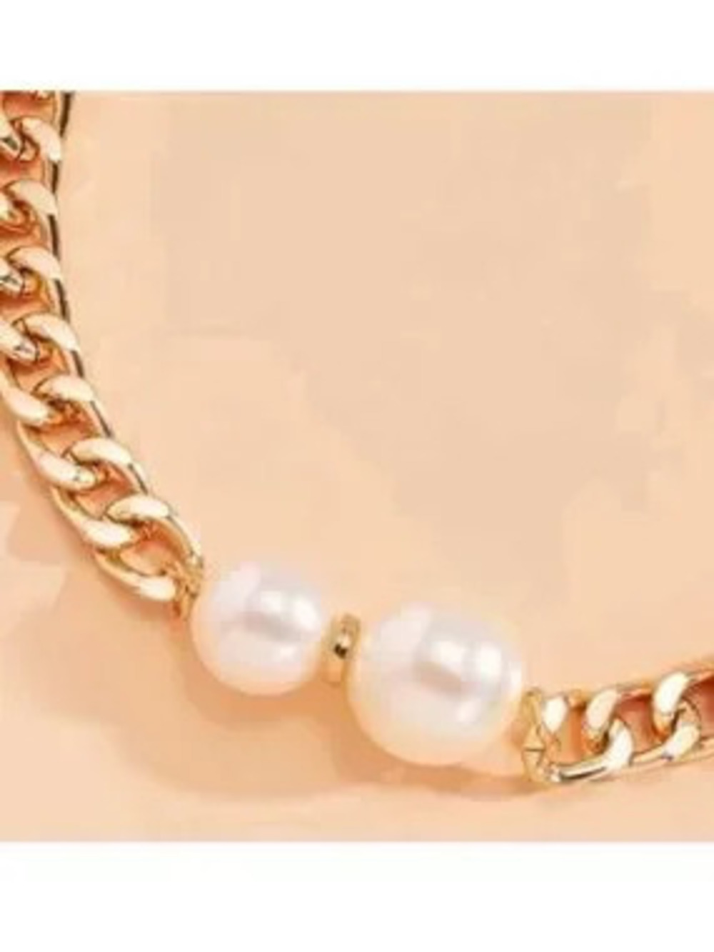 Gold Chain Choker with Pearl Accents - Picture 4 of 5